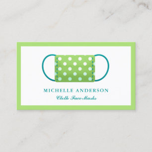 Green Handmade Cloth Face Mask Business Card