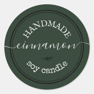 Green Handmade Script Black Border Product Label