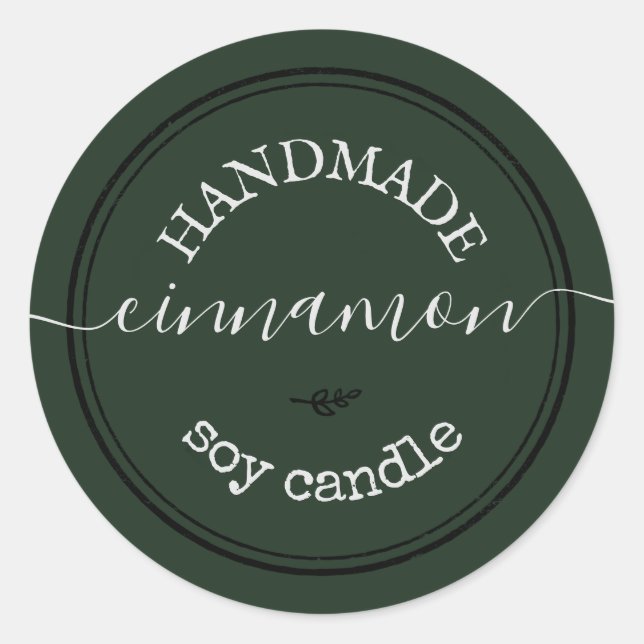 Green Handmade Script Black Border Product Label (Front)