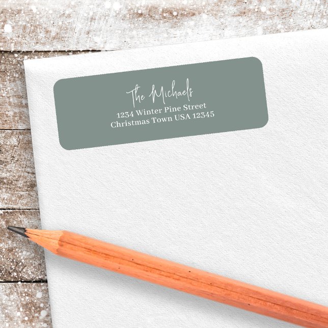 Green Handwritten Script Return Address (Green simple and minimalist return address label.)
