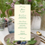 Green Handwritten Wedding Menu<br><div class="desc">Introducing our Mediterranean inspired wedding menu, a perfect blend of elegance, charm and whimsy to set the tone for your special day. Featuring a delicate, hand-drawn botanical design in a beautiful shade of green on a cream coloured background, this menu evokes the serene beauty and timeless romance of the Mediterranean....</div>