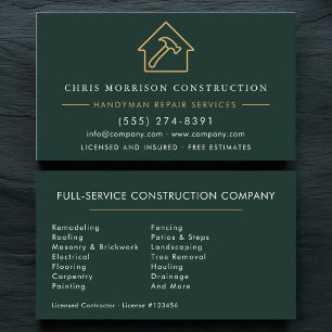 Green Handyman Construction  Business Card