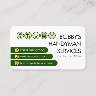Green Handyman Tabs Home Repairs Business Card