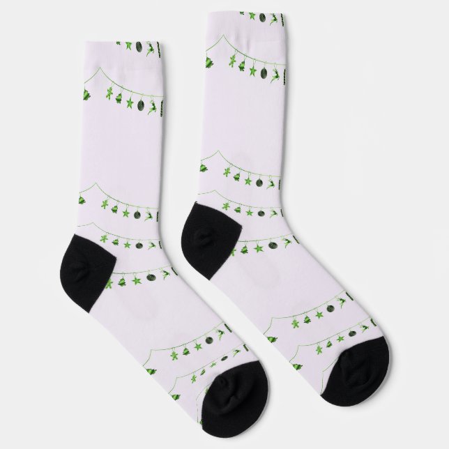 Green hanging Xmas ornaments on Socks (Right)