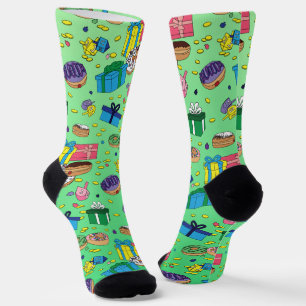 Green Hanukkah Pattern Socks