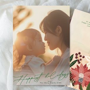 Green Happiest Elegant Splendour Photo Christmas Holiday Card