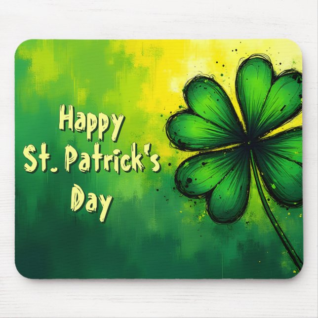 Green, Happiness & Joy - Happy St. Patrick's Day! Mouse Mat (Front)