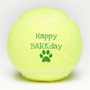 Green Happy Barkday Birthday Pet Dog Toy Tennis Balls