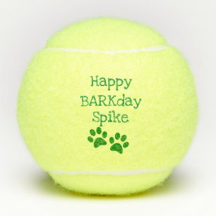 Green Happy Barkday Birthday Pet Dog Toy Tennis Balls