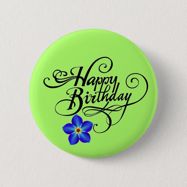 Green Happy Birthday 6 Cm Round Badge (Front)