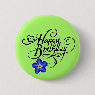 Green Happy Birthday 6 Cm Round Badge