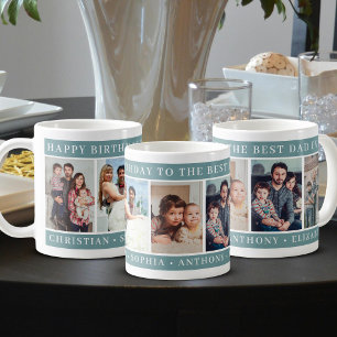  Green Happy Birthday Best Dad Ever Photo Collage Coffee Mug