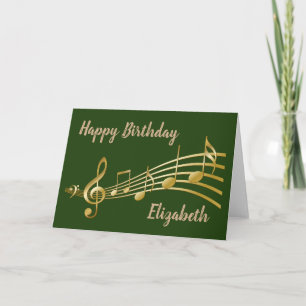 Green "Happy Birthday" Music Greeting Card