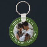 Green Happy Father's Day Love You Daddy Photo Key Ring<br><div class="desc">Simple Custom Text Green Happy Father's Day Love You Daddy Photo keychain</div>