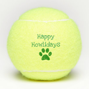 Green Happy Holidays Holidays Christmas Pet Dog Tennis Balls