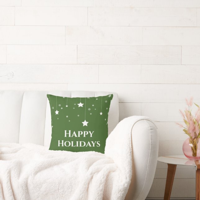Green Happy Holidays Merry Christmas Cushion (Couch)