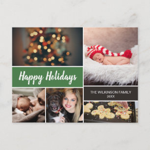 Green Happy Holidays Photo Christmas Holiday Postcard