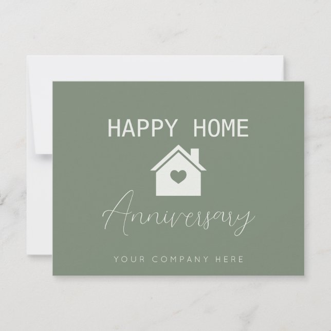 Green Happy Home Anniversary Realty  Card (Front)