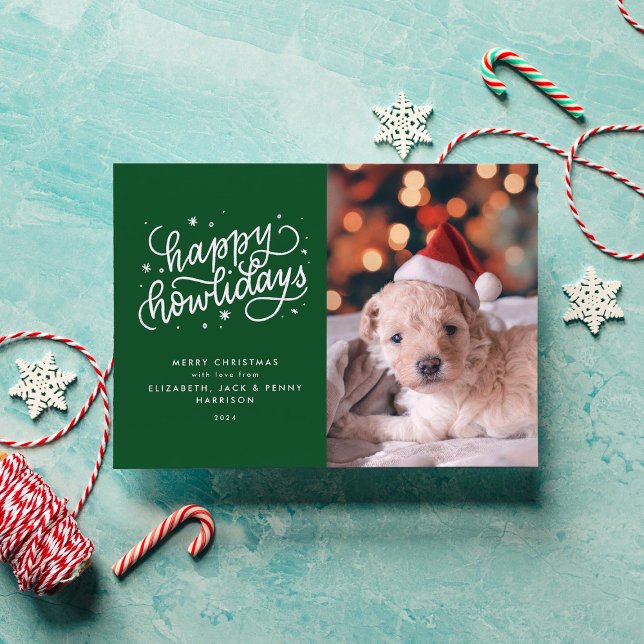 Green Happy Howlidays Christmas Holiday Card (Creator Uploaded)