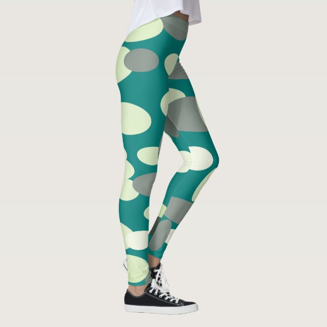 Green Happy Oval Spots Pattern Leggings (Right)