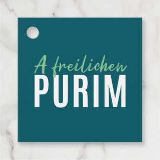 Green Happy Purim Favour Tags