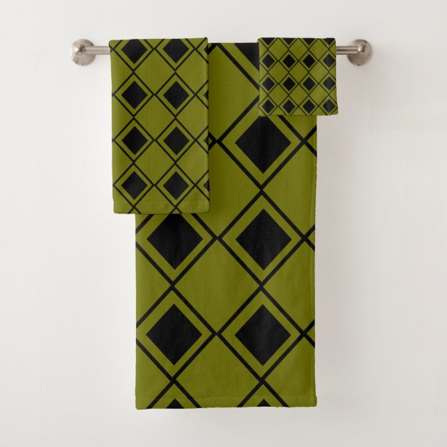 Green Harlequin  Bath Towel Set (Insitu)