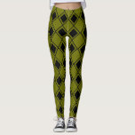 Green Harlequin  Leggings<br><div class="desc">This leggings has a mid-century modern design of solid black diamonds inside black diamond outlines on a field of green.</div>