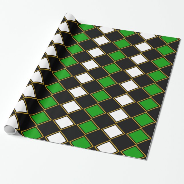 Green Harlequin Wrapping Paper (Unrolled)