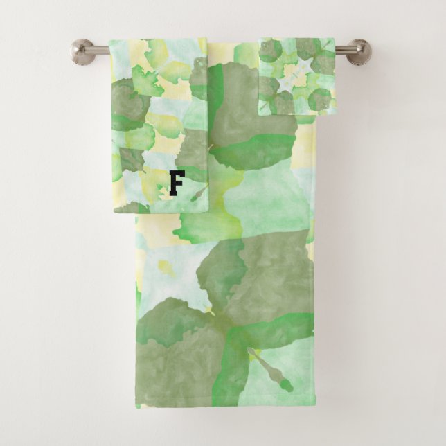 Green Harmony Abstract Pattern Bath Towel Set (Insitu)