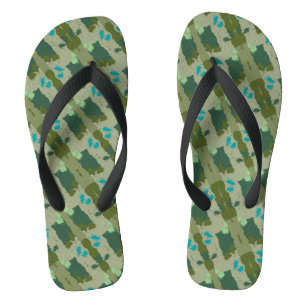 Green Harmony Abstract Pattern Flip Flops