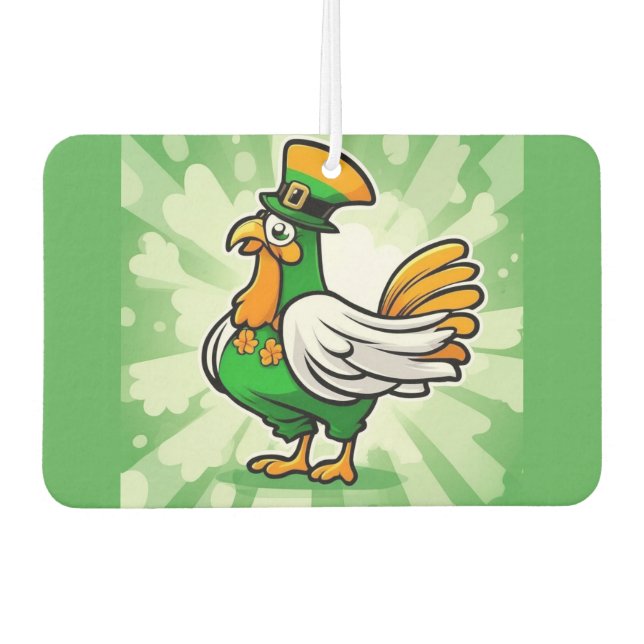Green hat chicken car air freshener (Front)