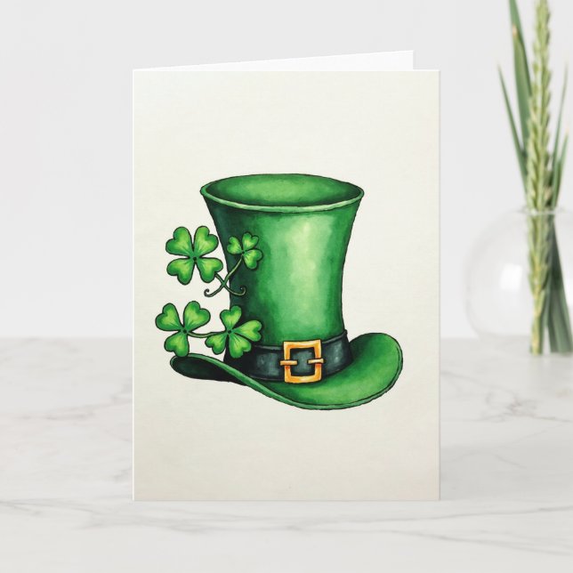 Green Hat Clover Pattern Card (Front)
