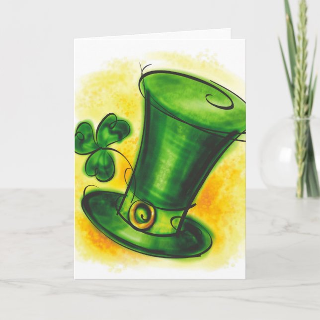 Green Hat Greeting Card (Front)