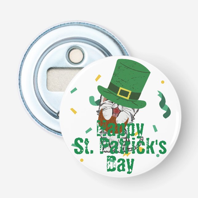 Green hat lucky Shamrock  St. Patrick's Day  Bottle Opener (Front)