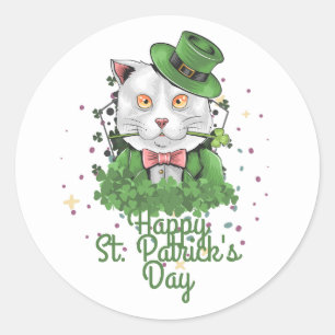 Green hat lucky Shamrock  St. Patrick's Day   Classic Round Sticker
