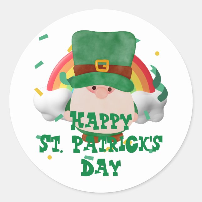 Green hat lucky Shamrock  St. Patrick's Day  Classic Round Sticker (Front)