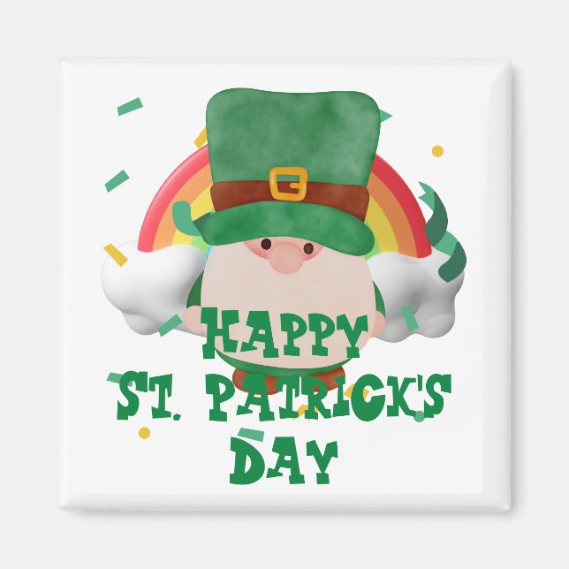 Green hat lucky Shamrock  St. Patrick's Day   Magnet (Front)