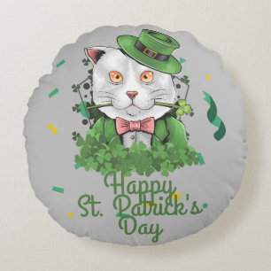 Green hat lucky Shamrock  St. Patrick's Day   Round Cushion