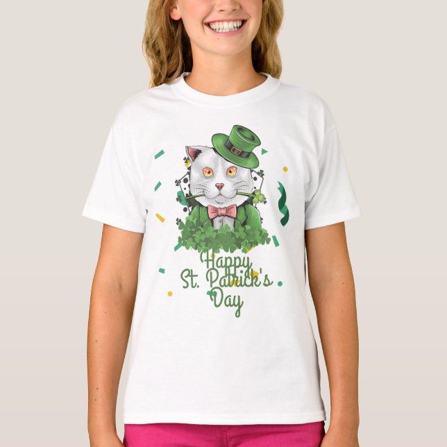 Green hat lucky Shamrock  St. Patrick's Day T-Shirt (Front)