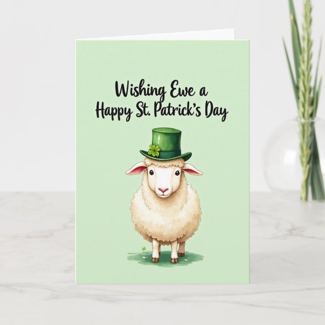 Green Hat Sheep Happy St Patricks Card (Front)