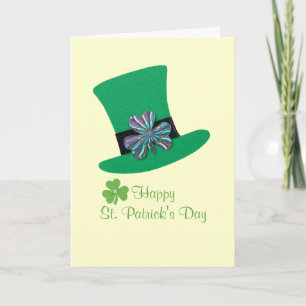 Green hat with silver clover for St. Patrick's day Holiday Card