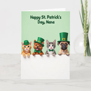 Green Hats Pets St Patricks Day Card