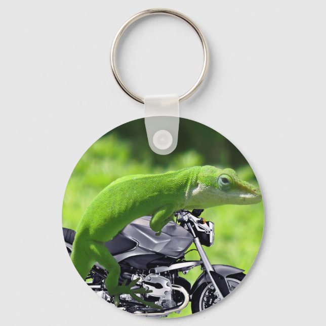 Green Hawaiian Gecko Rider Key Ring (Front)