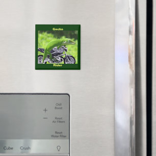 Green Hawaiian Gecko Rider Magnet