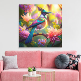 Green Headed Jay Fantasy Bird Canvas Print