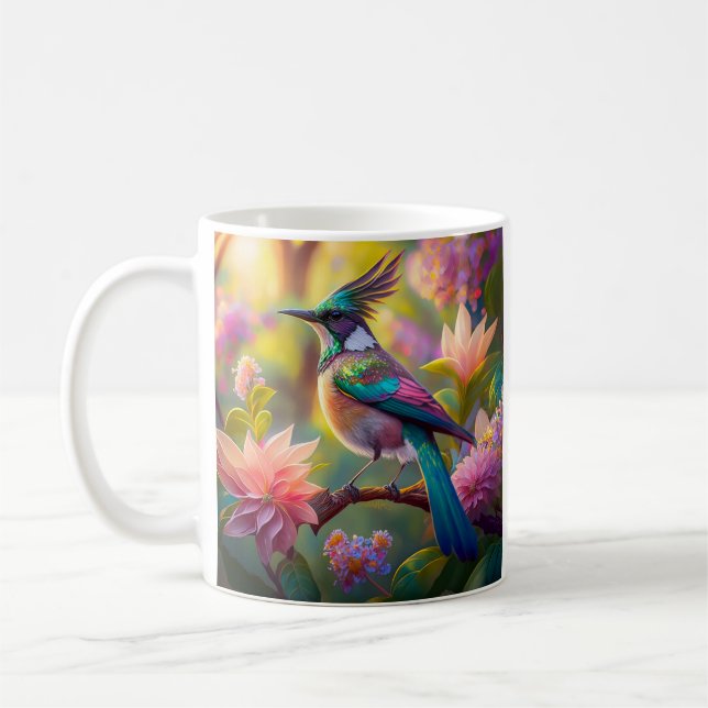 Green Headed Jay Fantasy Bird Coffee Mug (Left)