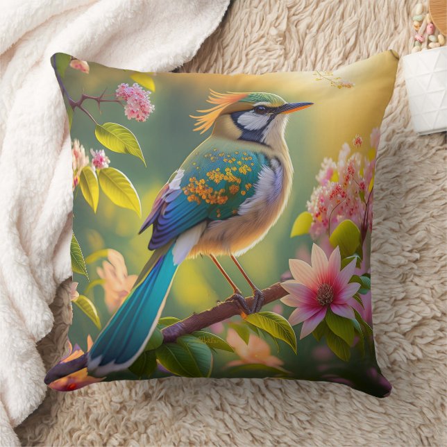 Green Headed Teal Winged Fantasy Bird Cushion (Blanket)