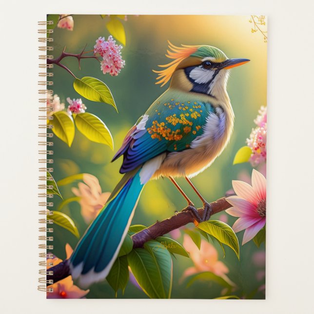 Green Headed Teal Winged Fantasy Bird Planner (Front)