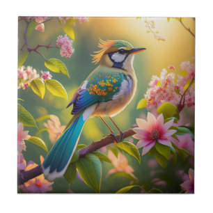 Green Headed Teal Winged Fantasy Bird Tile