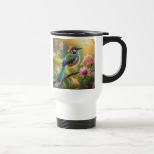 Green Headed Teal Winged Fantasy Bird Travel Mug